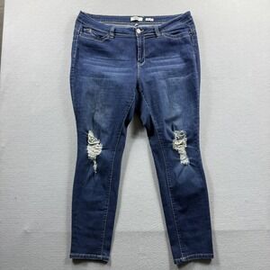 YMI Wanna Betta Butt Jeans Womens 20 Blue Med Wash Skinny Distressed 38x28